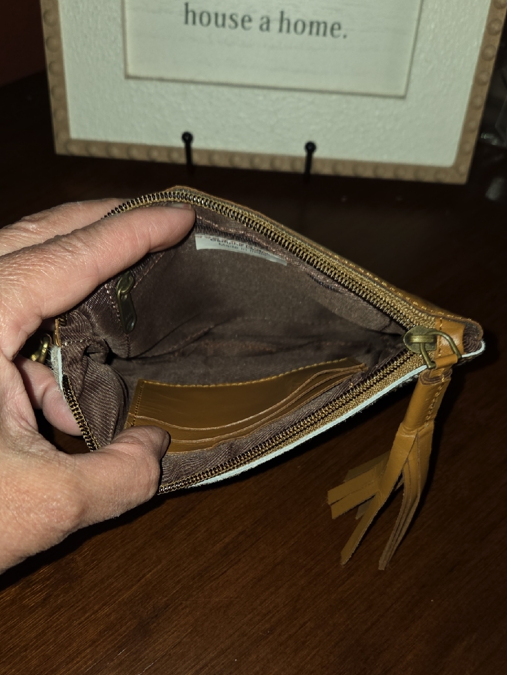 Handcrafted Genuine Leather Wristlet NWOT - Picture 8 of 11